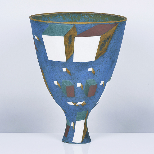 A blue stoneware vase made by Elizabeth Fritsch in 2009 sold at auction by Maak Contemporary Ceramics