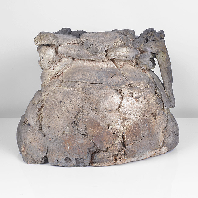 A brown and grey stoneware vessel made by Charles Bound sold at auction by Maak Contemporary Ceramics