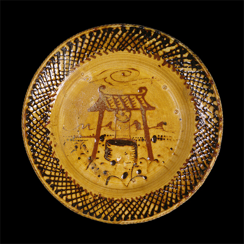 An earthenware slipware charger made by Bernard Leach in 1929 sold at auction by Maak Contemporary Ceramics