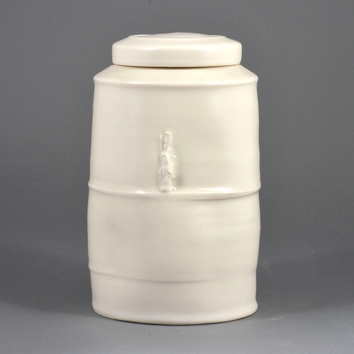 A pale yellow green celadon porcelain 'Cargo' vessel made by Edmund de Waal in circa 2000 sold at auction by Maak Contemporary Ceramics