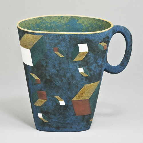 A blue black earthenware 'Optical Cup' made by Elizabeth Fritsch in circa 2006 sold at auction by Maak Contemporary Ceramics