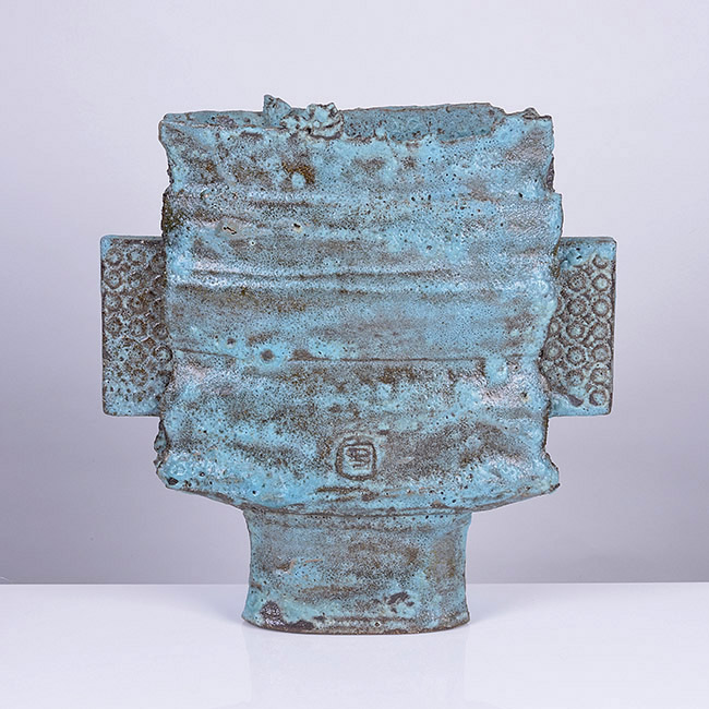 A turquoise stoneware vase made by Colin Pearson in circa 1987 sold at auction by Maak Contemporary Ceramics