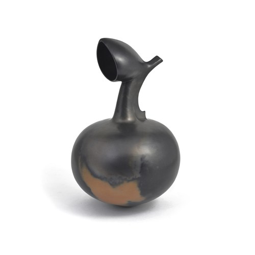 A black earthenware vessel made by Magdalene Odundo in 1988 sold at auction by Maak Contemporary Ceramics