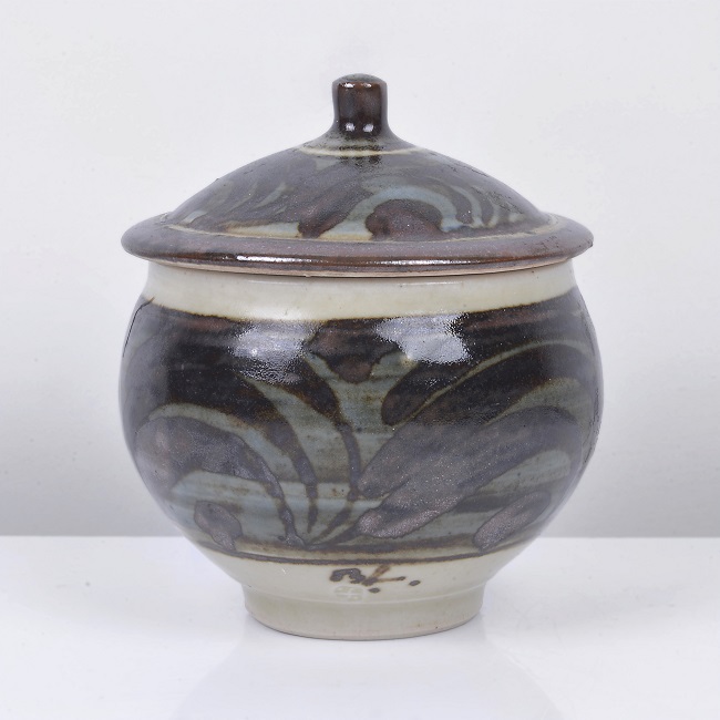 A stoneware marmalade jar made by Bernard Leach in circa 1960 sold at auction by Maak Contemporary Ceramics