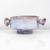 A white, pink and green stoneware bowl made by Colin Pearson in circa 1989 sold at auction by Maak Contemporary Ceramics