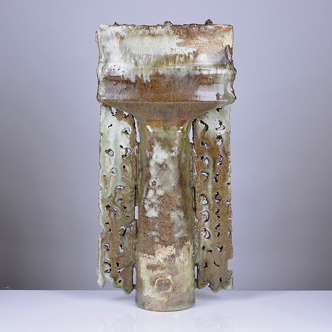 A stoneware vase with 'wings' made by Colin Pearson in circa 1990 sold at auction by Maak Contemporary Ceramics