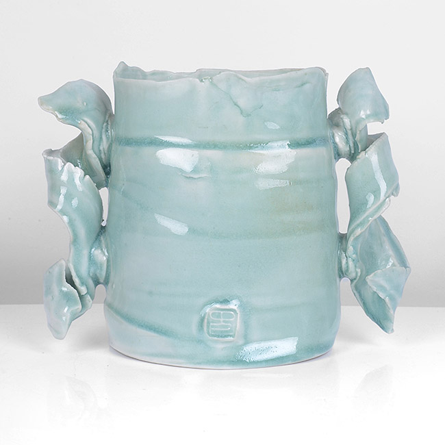 A turquoise porcelain vessel made by Colin Pearson in circa 1990 sold at auction by Maak Contemporary Ceramics