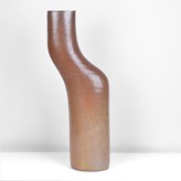 A brown and tan stoneware vase form made by Joanna Constantinidis in circa 1975 sold at auction by Maak Contemporary Ceramics