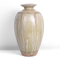 A green stoneware vase made by Richard Batterham sold at auction by Maak Contemporary Ceramics