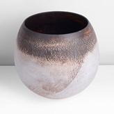 A white and manganese stoneware globular pot made by Hans Coper in circa 1969 sold at auction by Maak Contemporary Ceramics