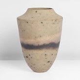 A brown and olive green stoneware pot made by Jennifer Lee in 1982-3 sold at auction by Maak Contemporary Ceramics