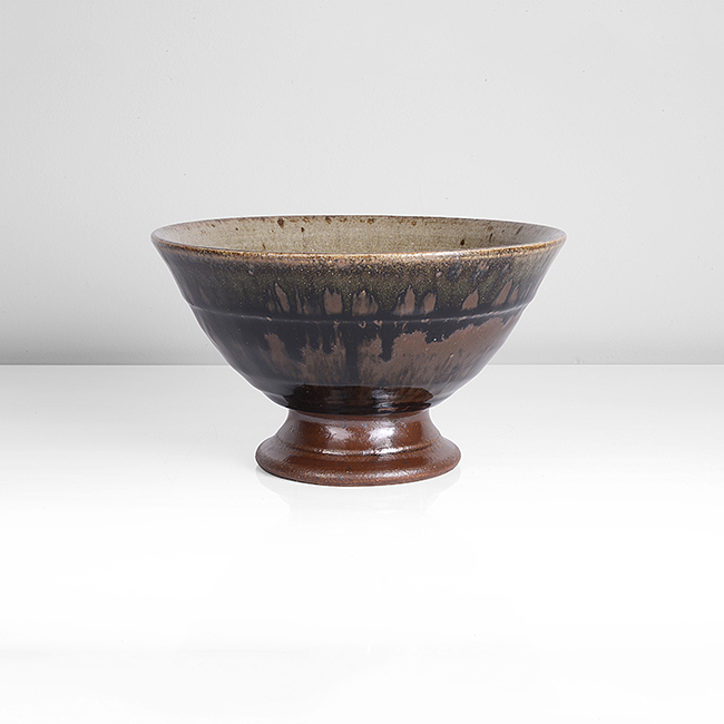 An iron stoneware tazza made by Richard Batterham sold at auction by Maak Contemporary Ceramics