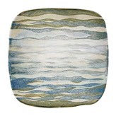A green, blue and cream stoneware square dish made by Eileen Lewenstein in circa 1984 sold at auction by Maak Contemporary Ceramics