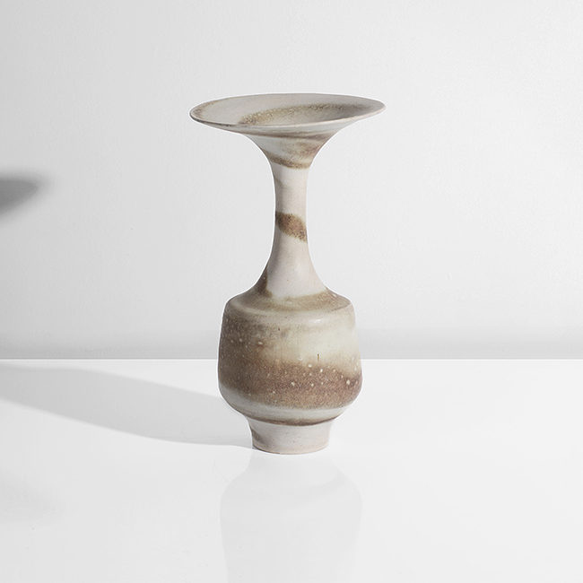 A dolomite spiral porcelain vase made by Lucie Rie in 1975 sold at auction by Maak Contemporary Ceramics