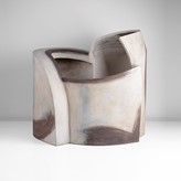 A cream and grey earthenware sculptural vessel made by Ken Eastman in 1990 sold at auction by Maak Contemporary Ceramics