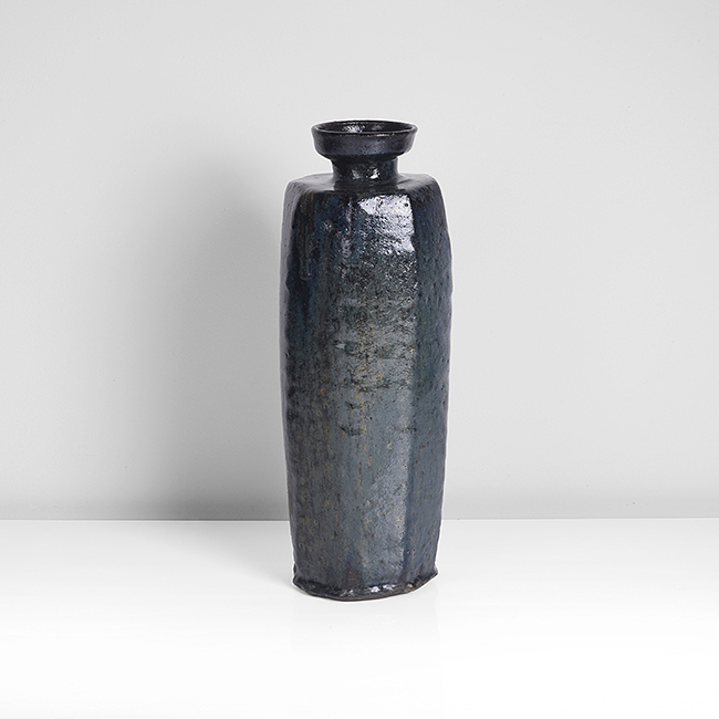 A blue stoneware bottle made by Gutte Eriksen in 1995 sold at auction by Maak Contemporary Ceramics