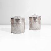 Two silver 'Shaker' lidded jars made by Maike Dahl in 2004 & 2008