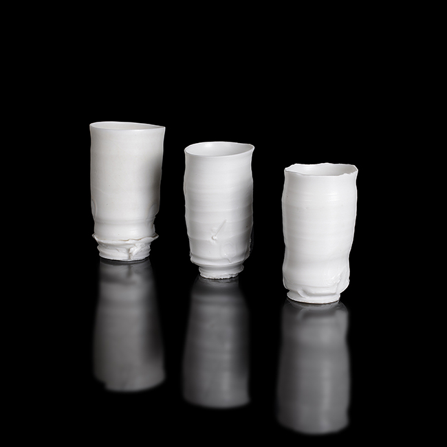 Three porcelain choko made by Koie Ryoji sold at auction by Maak Contemporary Ceramics