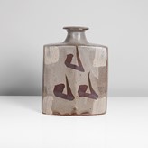 A grey and iron stoneware bottle vase made by Hamada Shinsaku sold at auction by Maak