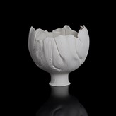 A white unglazed porcelain pinched form, 'Striated Crinoid', made by Mary Rogers in 1983 sold at auction by Maak Contemporary Ceramics