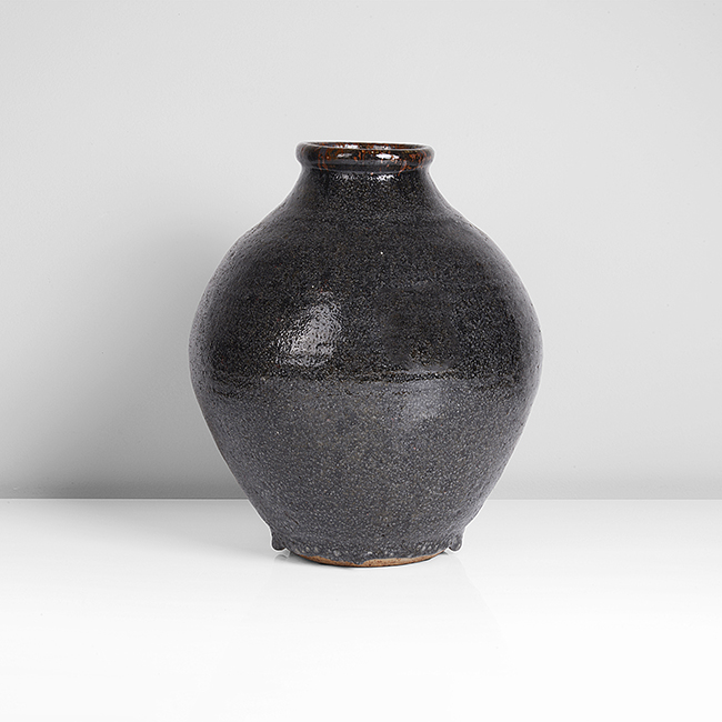 A black stoneware vase made by Heber Matthews in circa 1950 sold at auction by Maak Contemporary Ceramics