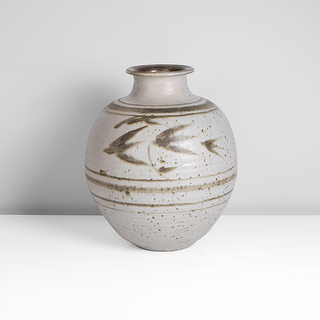 A pale grey stoneware vase made by Helen Pincombe in circa 1968 sold at auction by Maak Contemporary Ceramics