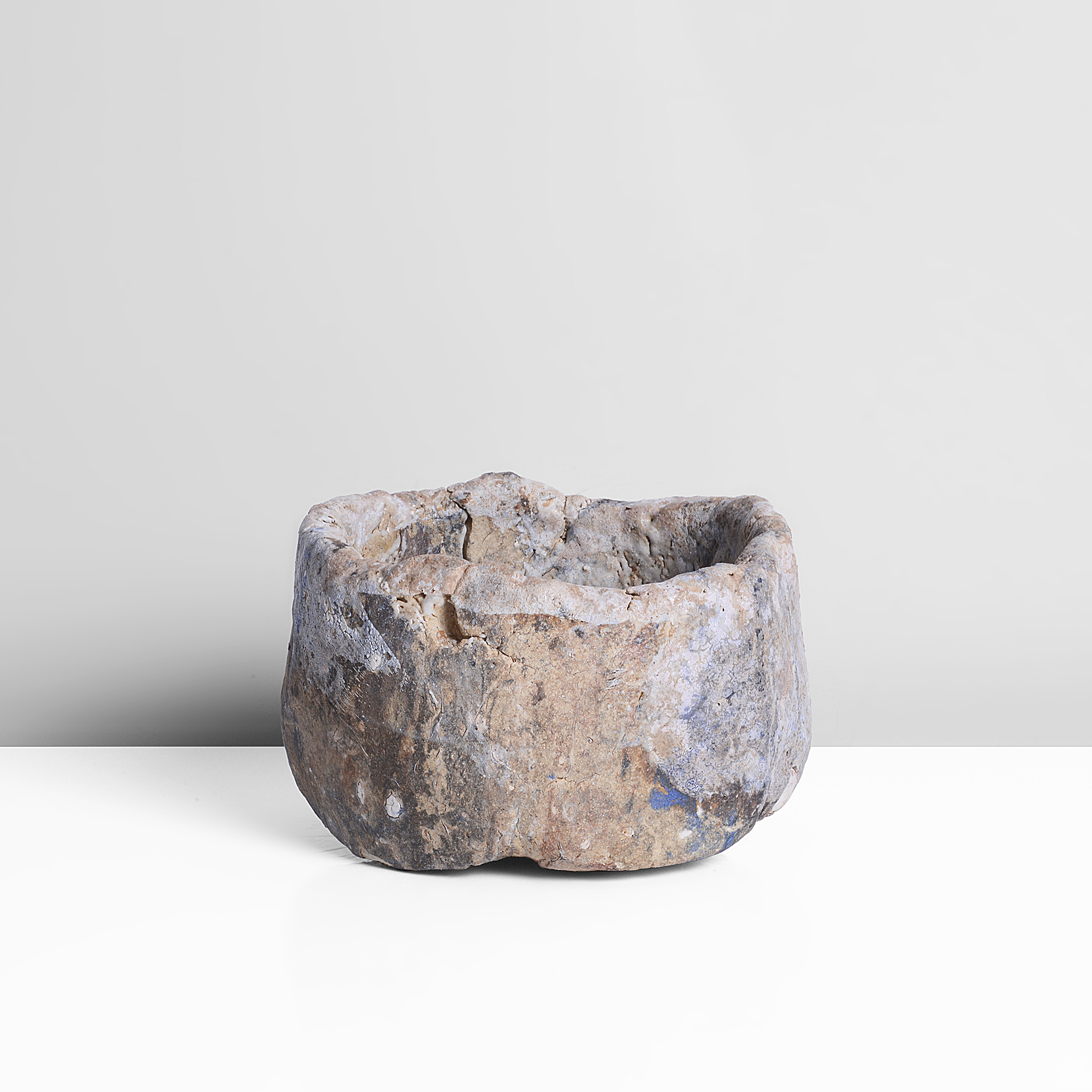 A mixed laminated clay tea bowl made by Ewen Henderson