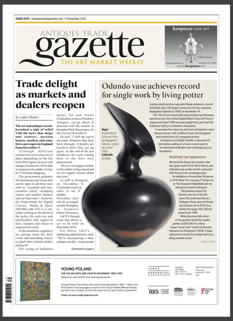 Maak breaks world record for living ceramic artist at auction