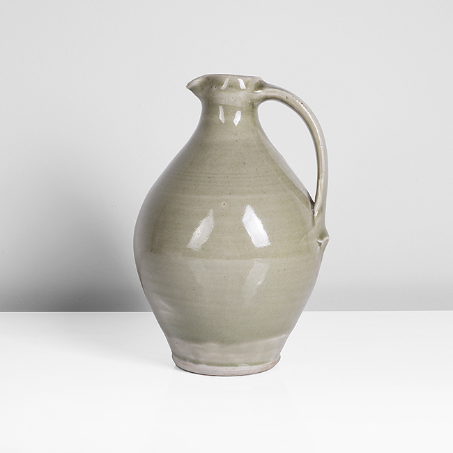 A green porcelain celadon jug made by Bernard Leach and sold at auction by Maak Contemporary Ceramics