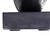 Incised signature and date on a bow form made by Peter Hayes sold at auction by Maak Contemporary Ceramics