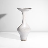 A white stoneware vase made by Lucie Rie in 1979 sold at auction by Maak Contemporary Ceramics