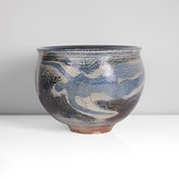 A blue saltglaze stoneware swimmer bowl made by Michael Casson sold at auction by Maak Contemporary Ceramics